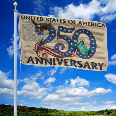 Premium America 250th Anniversary Grommet Flag, America 250th Flag, America 250th Birthday, Best Gifts On Independence Day, Veterans Day.