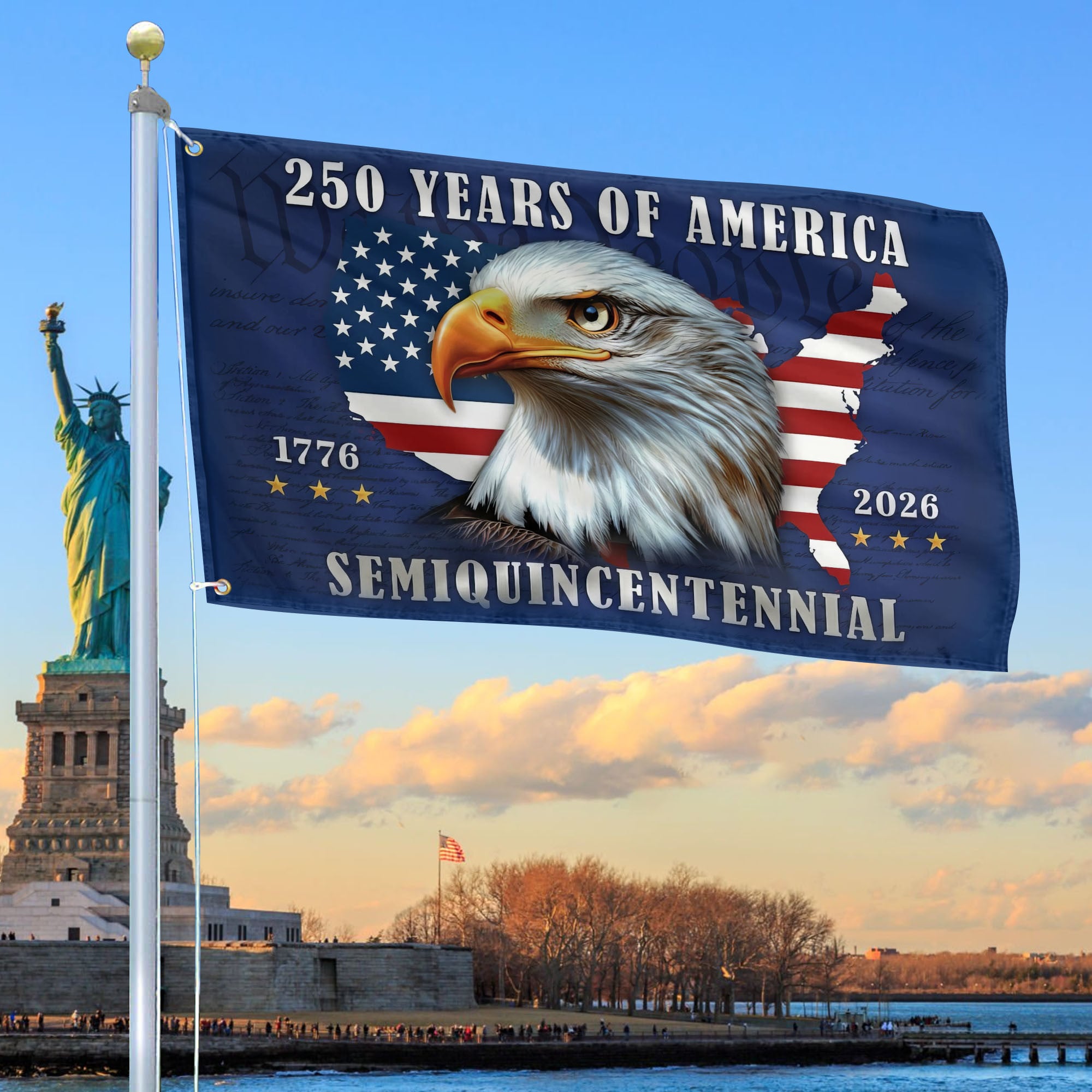Premium America 250th Anniversary Grommet Flag, America 250th Flag, America 250th Birthday, Best Gifts On Independence Day, Veterans Day.