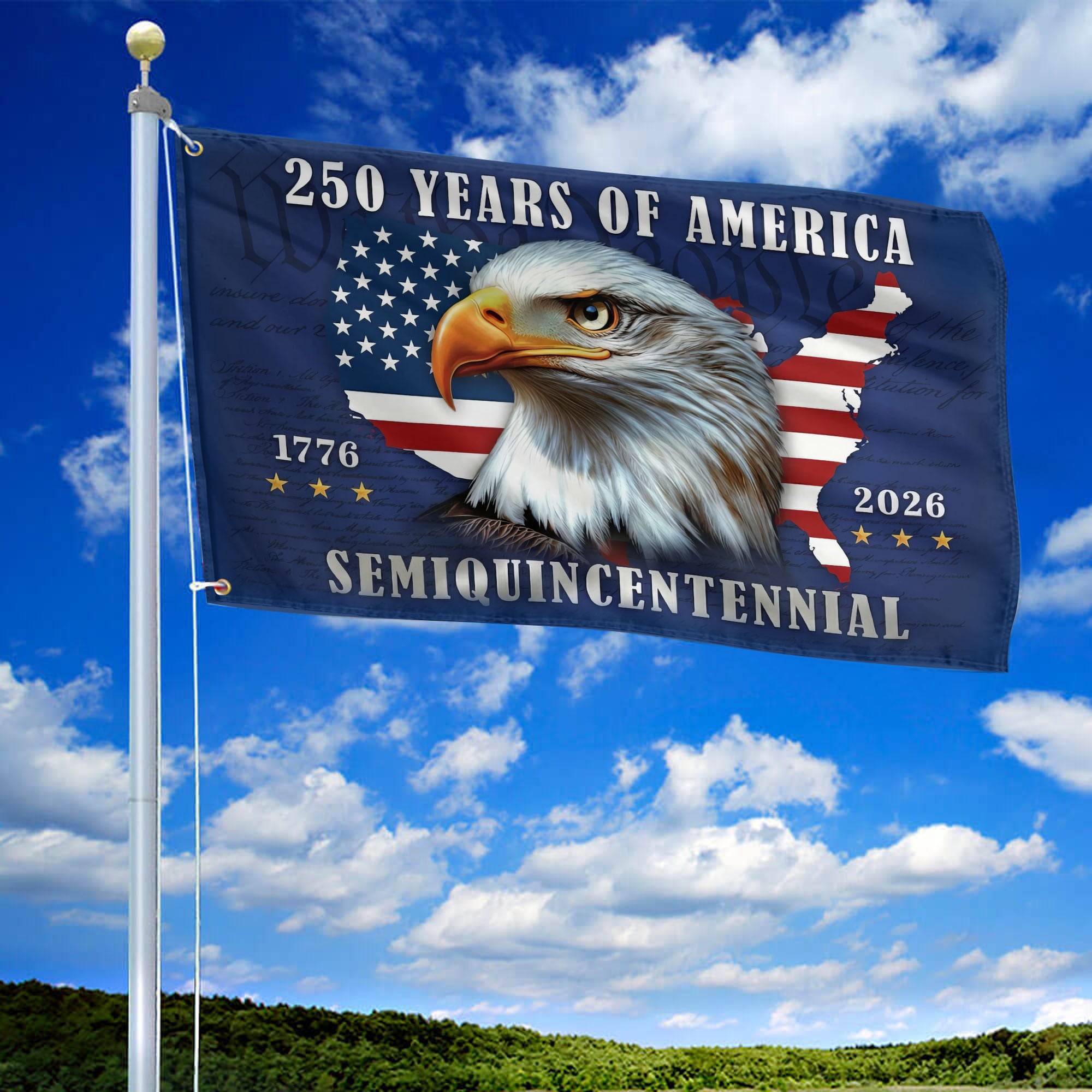 Premium America 250th Anniversary Grommet Flag, America 250th Flag, America 250th Birthday, Best Gifts On Independence Day, Veterans Day.