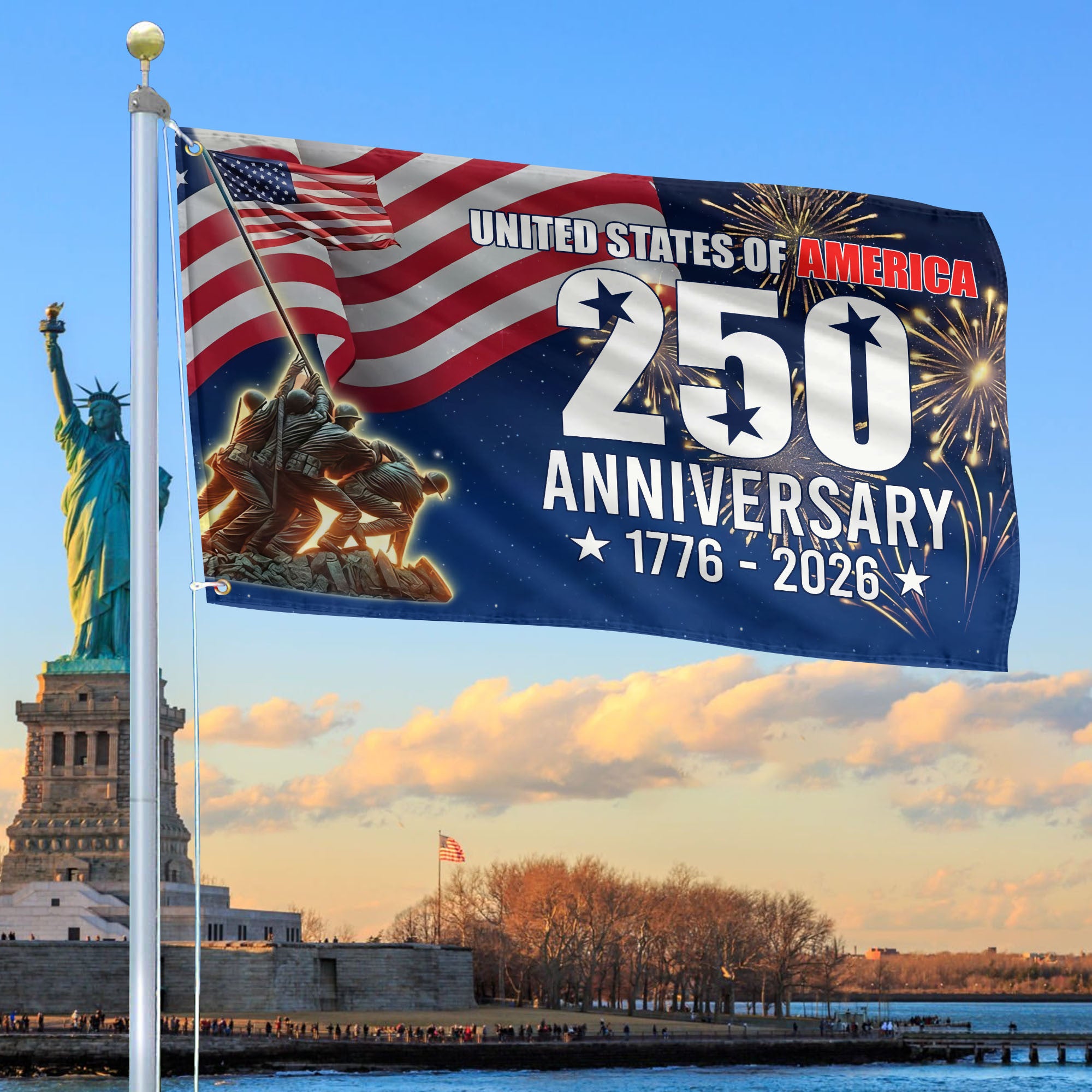 Premium America 250th Anniversary Grommet Flag, America 250th Flag, America 250th Birthday, Best Gifts On Independence Day, Veterans Day.