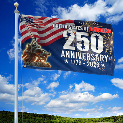 Premium America 250th Anniversary Grommet Flag, America 250th Flag, America 250th Birthday, Best Gifts On Independence Day, Veterans Day.