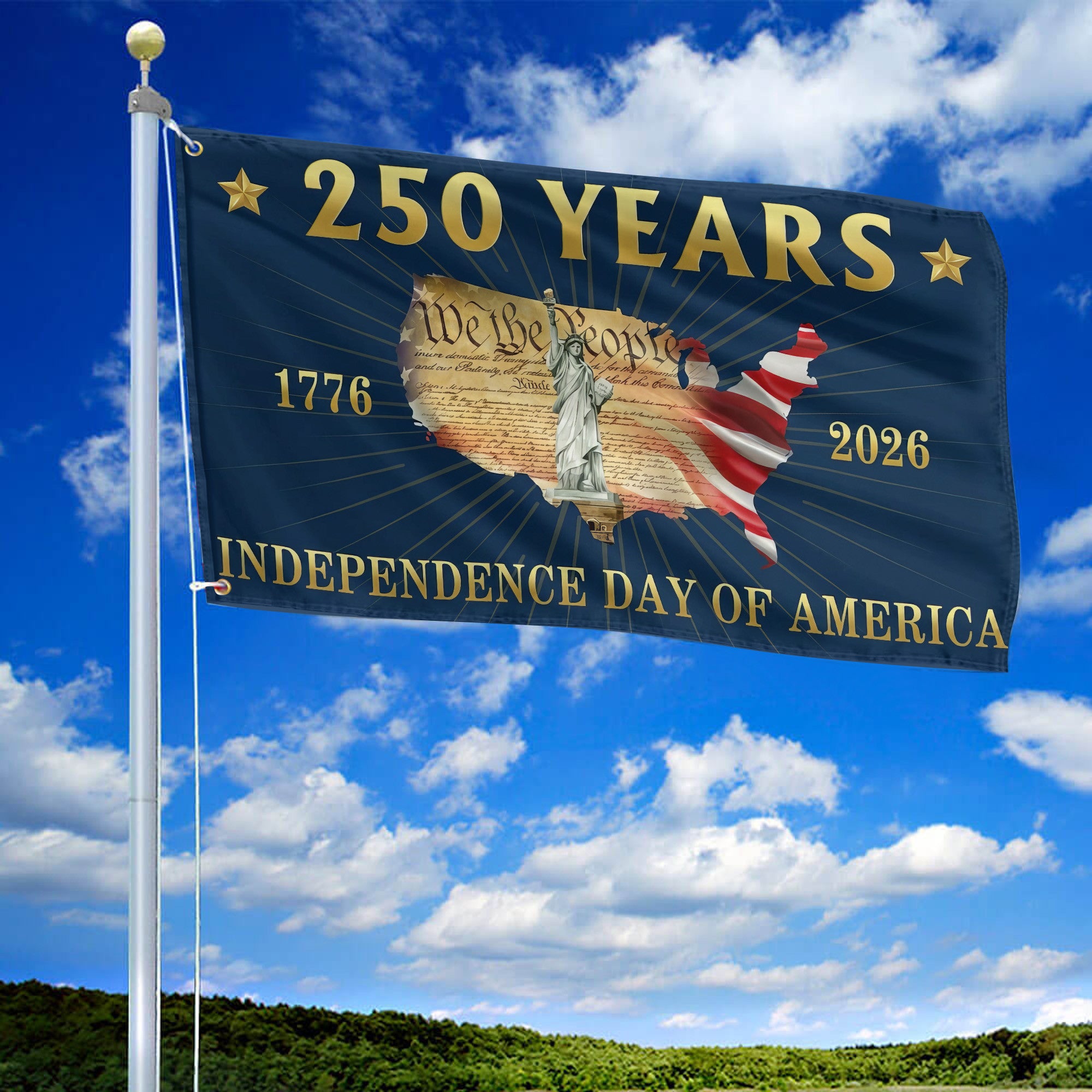 Premium America 250th Anniversary Grommet Flag, America 250th Flag, America 250th Birthday, Best Gifts On Independence Day, Veterans Day.