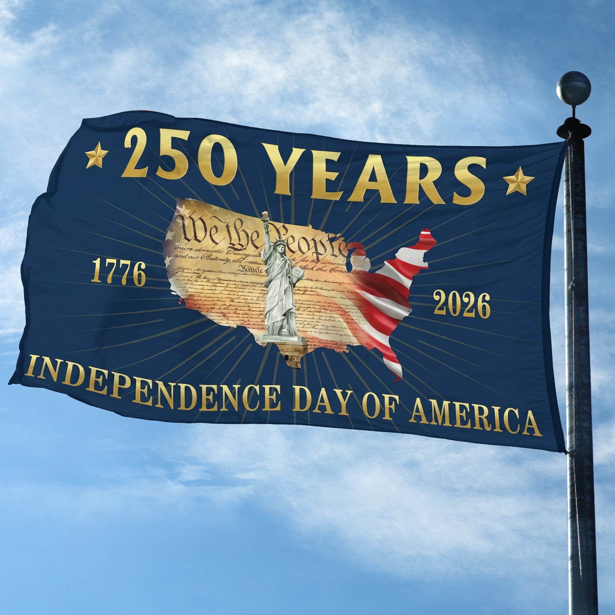 Premium America 250th Anniversary Grommet Flag, America 250th Flag, America 250th Birthday, Best Gifts On Independence Day, Veterans Day.
