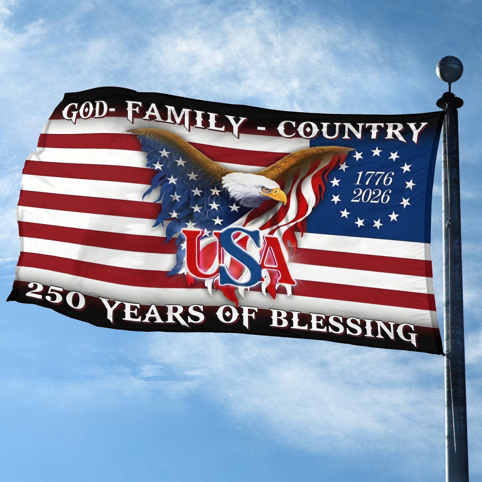 Premium America 250th Anniversary Grommet Flag, America 250th Flag, America 250th Birthday, Best Gifts On Independence Day, Veterans Day.