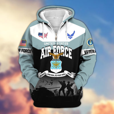 Premium US Veterans Zip Hoodie, Gifts For US Veterans, Gifts On Father's Day, Veterans Day.
