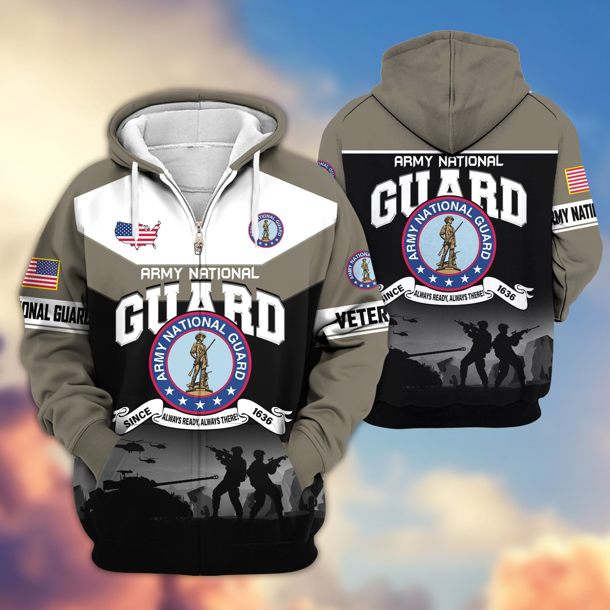 Premium US Veterans Zip Hoodie, Gifts For US Veterans, Gifts On Father's Day, Veterans Day.