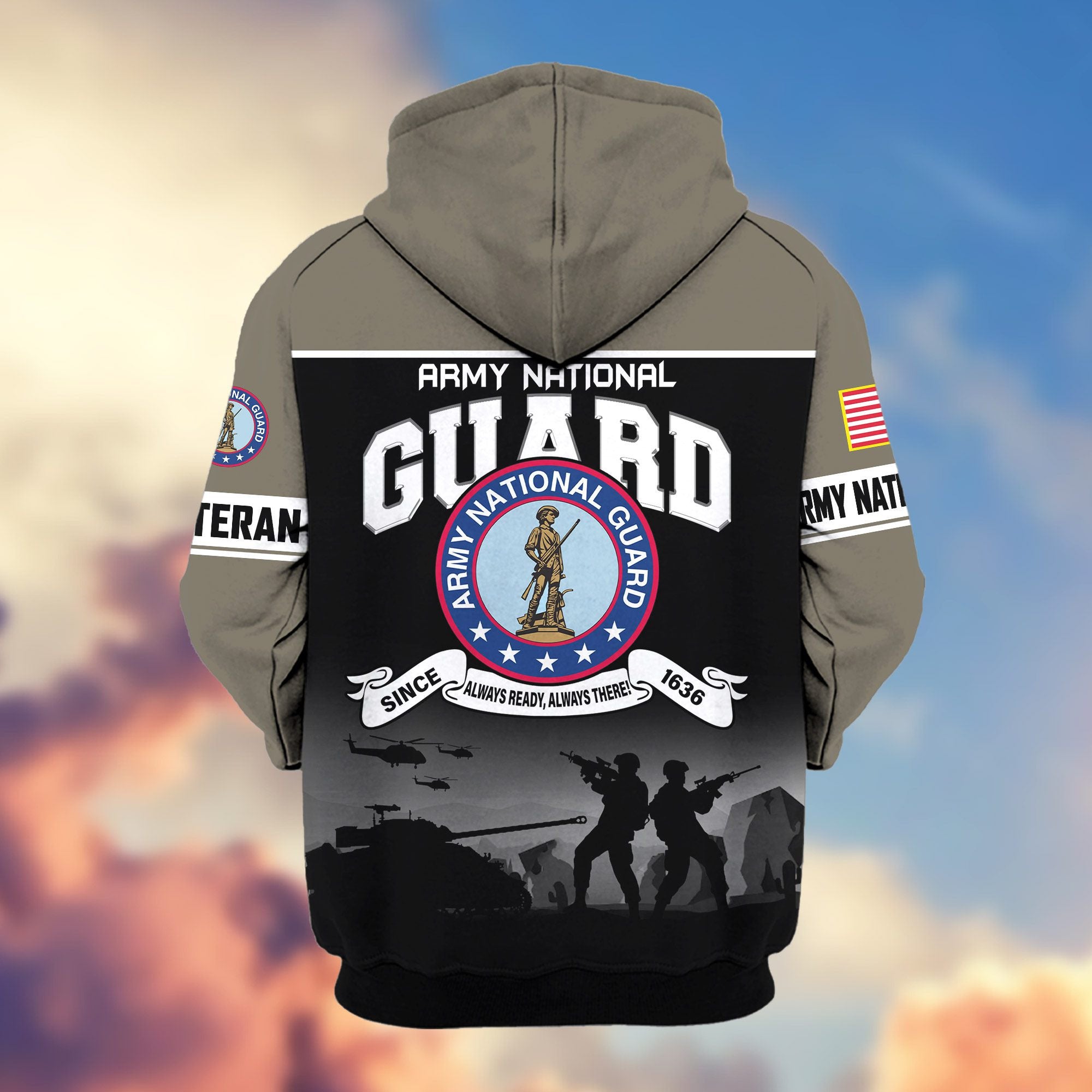 Premium US Veterans Zip Hoodie, Gifts For US Veterans, Gifts On Father's Day, Veterans Day.