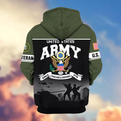 Premium US Veterans Zip Hoodie, Gifts For US Veterans, Gifts On Father's Day, Veterans Day.