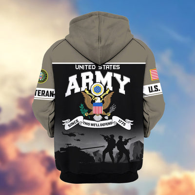 Premium US Veterans Zip Hoodie, Gifts For US Veterans, Gifts On Father's Day, Veterans Day.