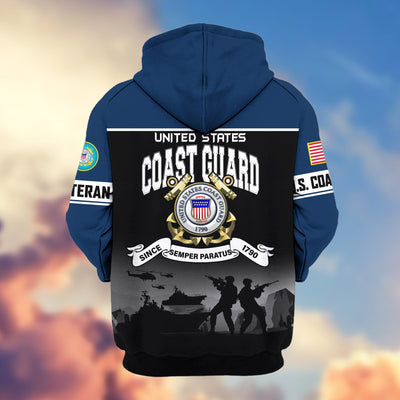 Premium US Veterans Zip Hoodie, Gifts For US Veterans, Gifts On Father's Day, Veterans Day.