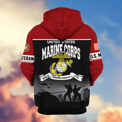 Premium US Veterans Zip Hoodie, Gifts For US Veterans, Gifts On Father's Day, Veterans Day.