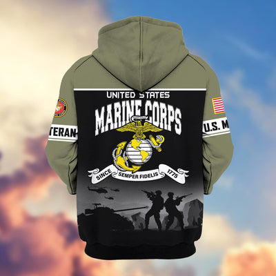 Premium US Veterans Zip Hoodie, Gifts For US Veterans, Gifts On Father's Day, Veterans Day.