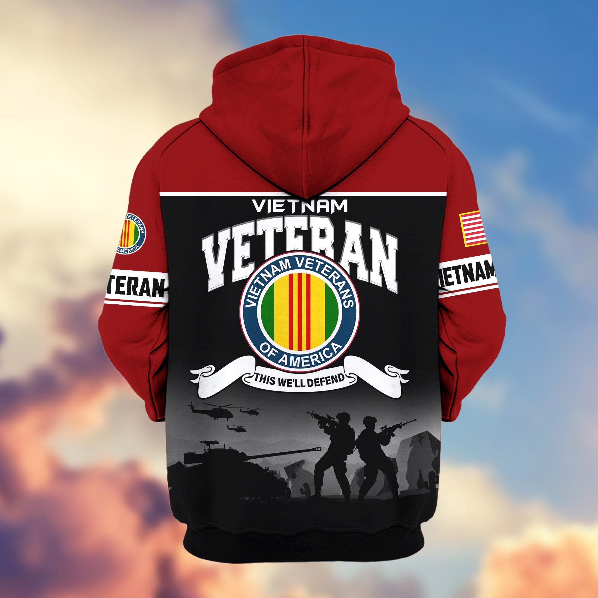 Premium US Veterans Zip Hoodie, Gifts For US Veterans, Gifts On Father's Day, Veterans Day.