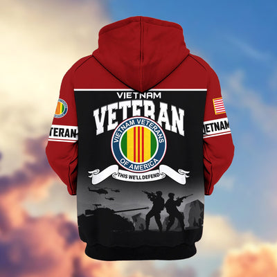 Premium US Veterans Zip Hoodie, Gifts For US Veterans, Gifts On Father's Day, Veterans Day.