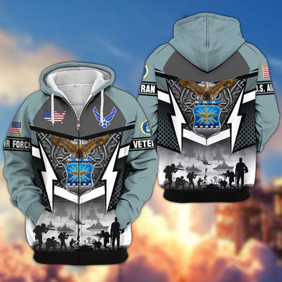 Premium US Veterans Zip Hoodie, Gifts For US Veterans, Gifts On Father's Day, Veterans Day.