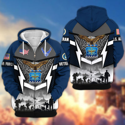 Premium US Veterans Zip Hoodie, Gifts For US Veterans, Gifts On Father's Day, Veterans Day.