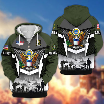 Premium US Veterans Zip Hoodie, Gifts For US Veterans, Gifts On Father's Day, Veterans Day.