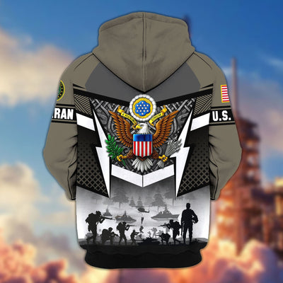 Premium US Veterans Zip Hoodie, Gifts For US Veterans, Gifts On Father's Day, Veterans Day.