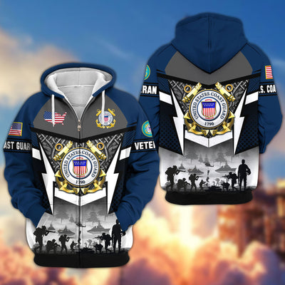 Premium US Veterans Zip Hoodie, Gifts For US Veterans, Gifts On Father's Day, Veterans Day.
