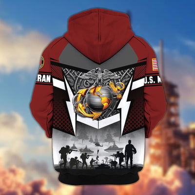 Premium US Veterans Zip Hoodie, Gifts For US Veterans, Gifts On Father's Day, Veterans Day.