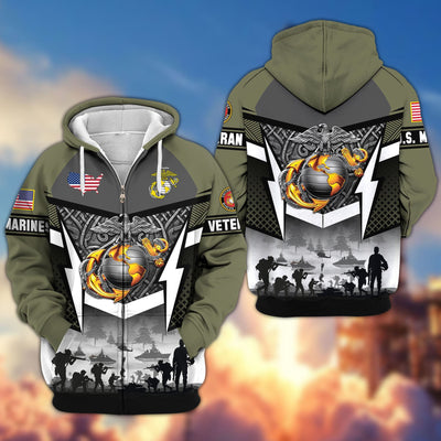 Premium US Veterans Zip Hoodie, Gifts For US Veterans, Gifts On Father's Day, Veterans Day.