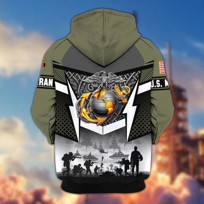 Premium US Veterans Zip Hoodie, Gifts For US Veterans, Gifts On Father's Day, Veterans Day.