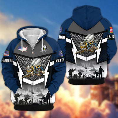 Premium US Veterans Zip Hoodie, Gifts For US Veterans, Gifts On Father's Day, Veterans Day.