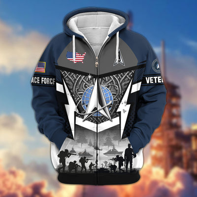Premium US Veterans Zip Hoodie, Gifts For US Veterans, Gifts On Father's Day, Veterans Day.