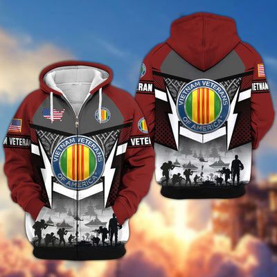 Premium US Veterans Zip Hoodie, Gifts For US Veterans, Gifts On Father's Day, Veterans Day.