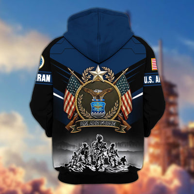 Premium US Veterans Zip Hoodie, Gifts For US Veterans, Gifts On Father's Day, Veterans Day.