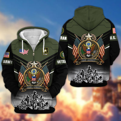 Premium US Veterans Zip Hoodie, Gifts For US Veterans, Gifts On Father's Day, Veterans Day.