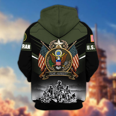 Premium US Veterans Zip Hoodie, Gifts For US Veterans, Gifts On Father's Day, Veterans Day.
