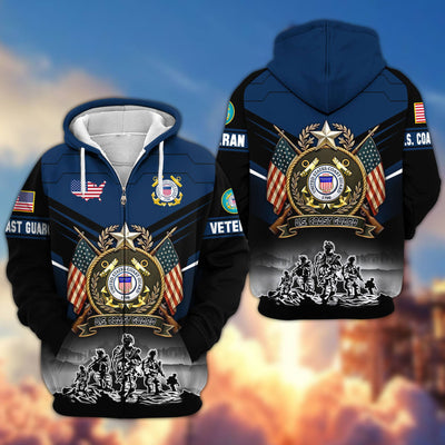 Premium US Veterans Zip Hoodie, Gifts For US Veterans, Gifts On Father's Day, Veterans Day.
