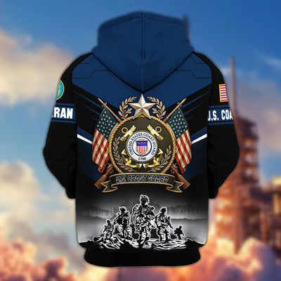 Premium US Veterans Zip Hoodie, Gifts For US Veterans, Gifts On Father's Day, Veterans Day.