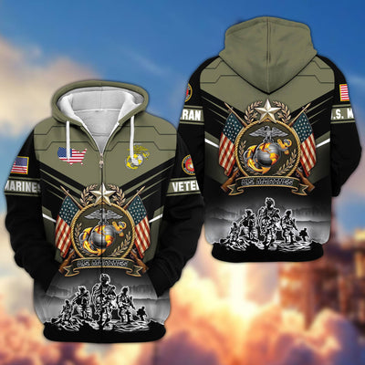 Premium US Veterans Zip Hoodie, Gifts For US Veterans, Gifts On Father's Day, Veterans Day.