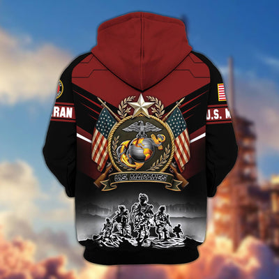 Premium US Veterans Zip Hoodie, Gifts For US Veterans, Gifts On Father's Day, Veterans Day.