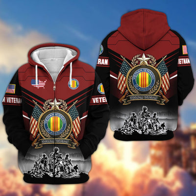 Premium US Veterans Zip Hoodie, Gifts For US Veterans, Gifts On Father's Day, Veterans Day.