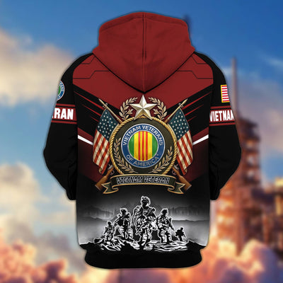 Premium US Veterans Zip Hoodie, Gifts For US Veterans, Gifts On Father's Day, Veterans Day.