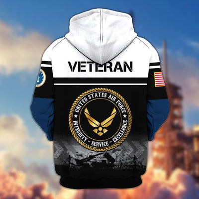 Premium US Veterans Zip Hoodie, Gifts For US Veterans, Gifts On Father's Day, Veterans Day.
