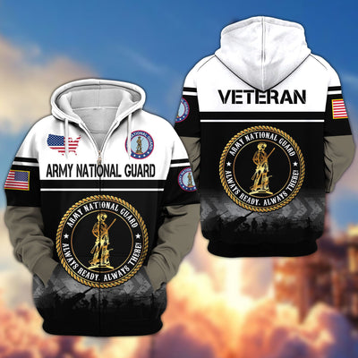 Premium US Veterans Zip Hoodie, Gifts For US Veterans, Gifts On Father's Day, Veterans Day.