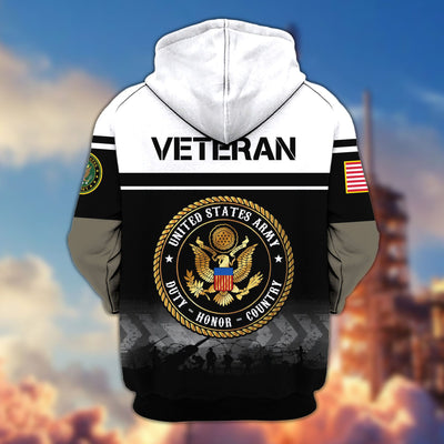Premium US Veterans Zip Hoodie, Gifts For US Veterans, Gifts On Father's Day, Veterans Day.