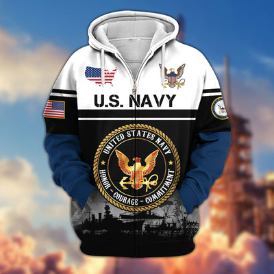 Premium US Veterans Zip Hoodie, Gifts For US Veterans, Gifts On Father's Day, Veterans Day.