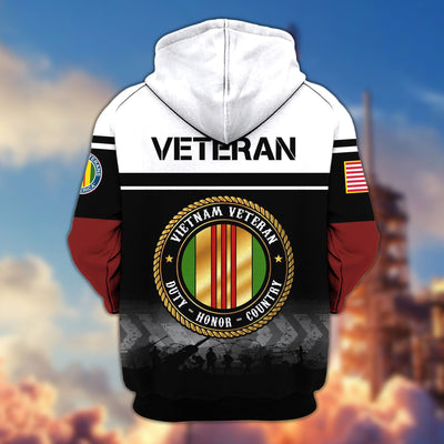 Premium US Veterans Zip Hoodie, Gifts For US Veterans, Gifts On Father's Day, Veterans Day.