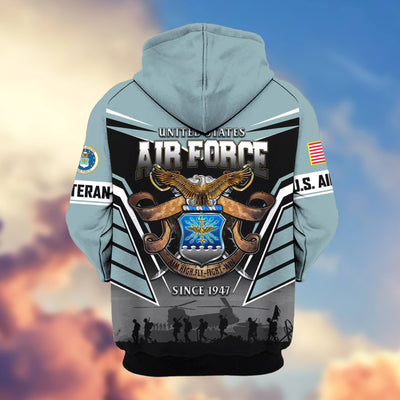 Premium US Veterans Zip Hoodie, Gifts For US Veterans, Gifts On Father's Day, Veterans Day.