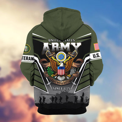 Premium US Veterans Zip Hoodie, Gifts For US Veterans, Gifts On Father's Day, Veterans Day.