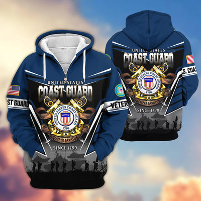 Premium US Veterans Zip Hoodie, Gifts For US Veterans, Gifts On Father's Day, Veterans Day.