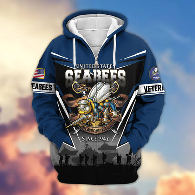 Premium US Veterans Zip Hoodie, Gifts For US Veterans, Gifts On Father's Day, Veterans Day.