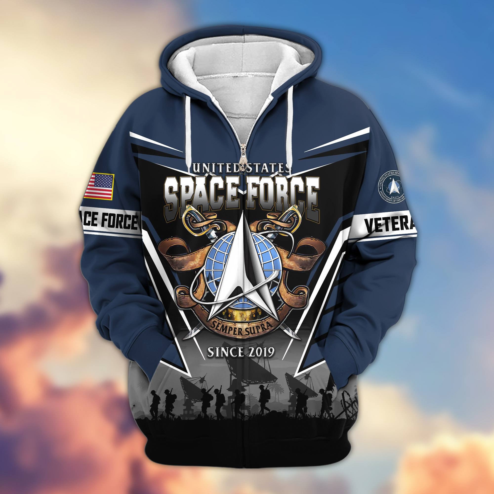 Premium US Veterans Zip Hoodie, Gifts For US Veterans, Gifts On Father's Day, Veterans Day.