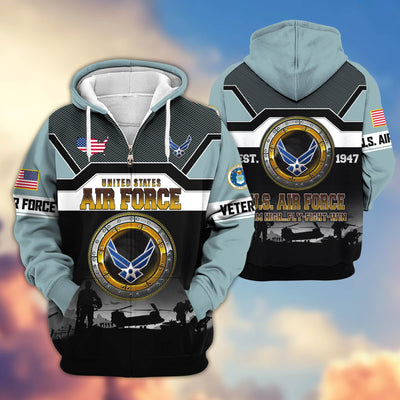 Premium US Veterans Zip Hoodie, Gifts For US Veterans, Gifts On Father's Day, Veterans Day.
