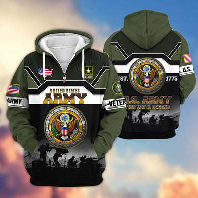 Premium US Veterans Zip Hoodie, Gifts For US Veterans, Gifts On Father's Day, Veterans Day.